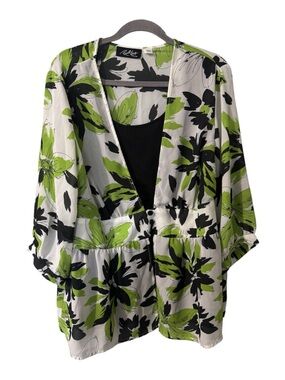 Russell Kemp New York Floral Faux-Layered Blouse 18/20W